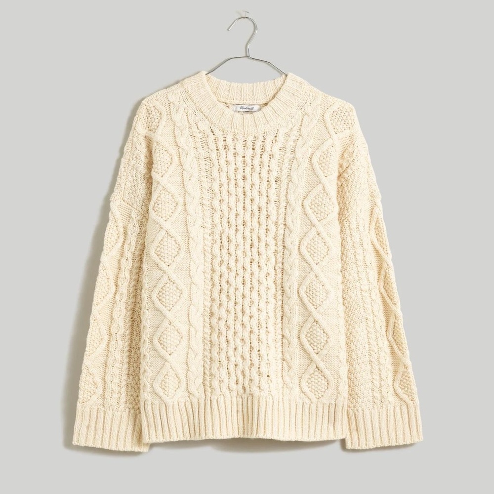 Madewell Cream Cable Knit Sweater
